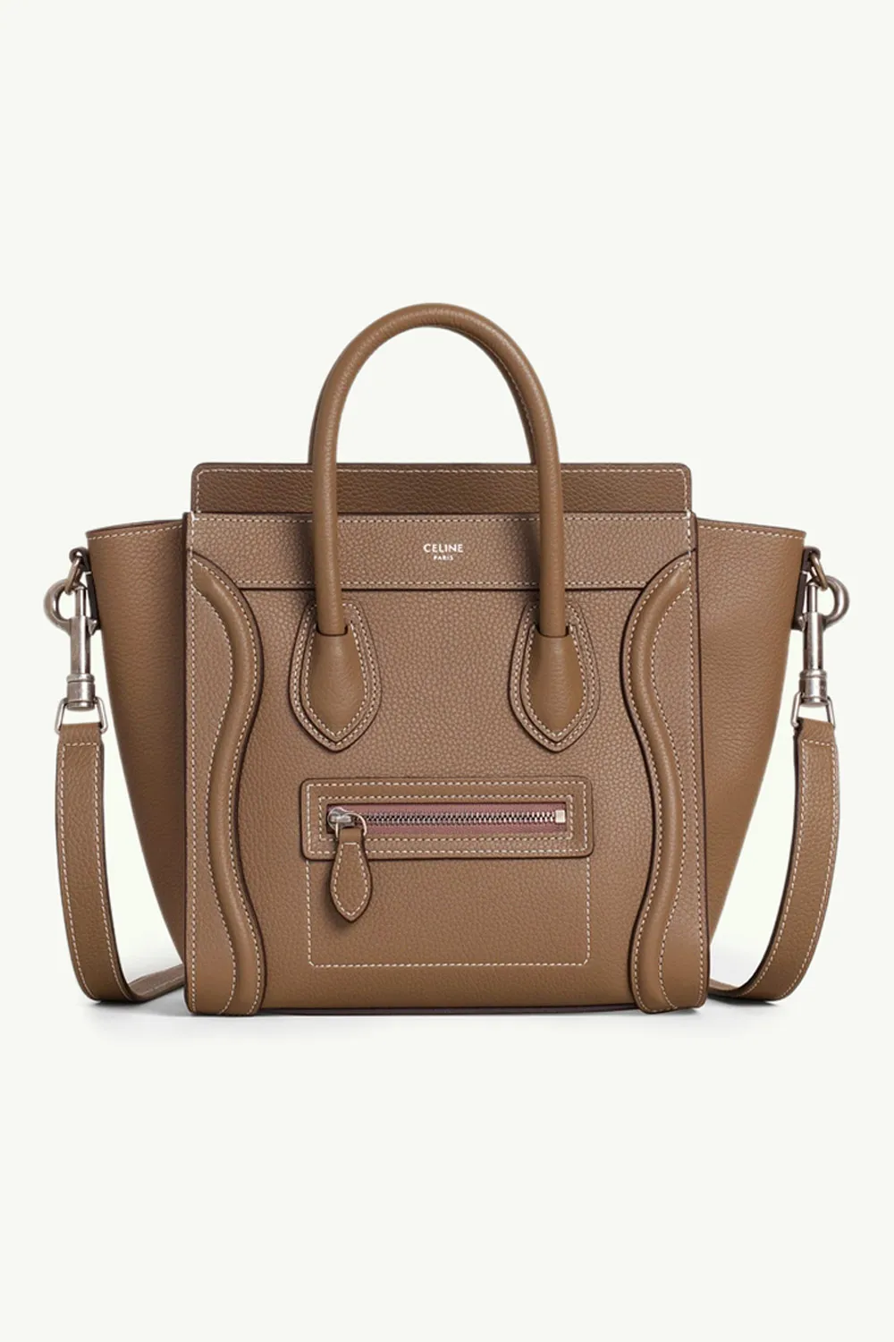CELINE Nano Luggage Bag in Souris Drummed Leather 0