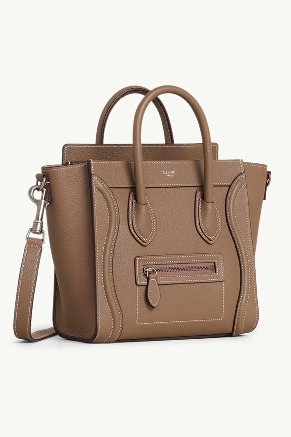 CELINE Nano Luggage Bag in Souris Drummed Leather 2