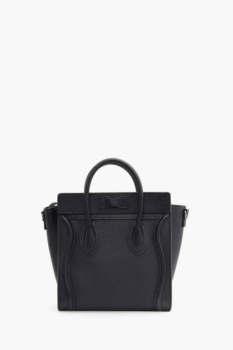 CELINE Nano Luggage Bag in Black Drummed Leather 1