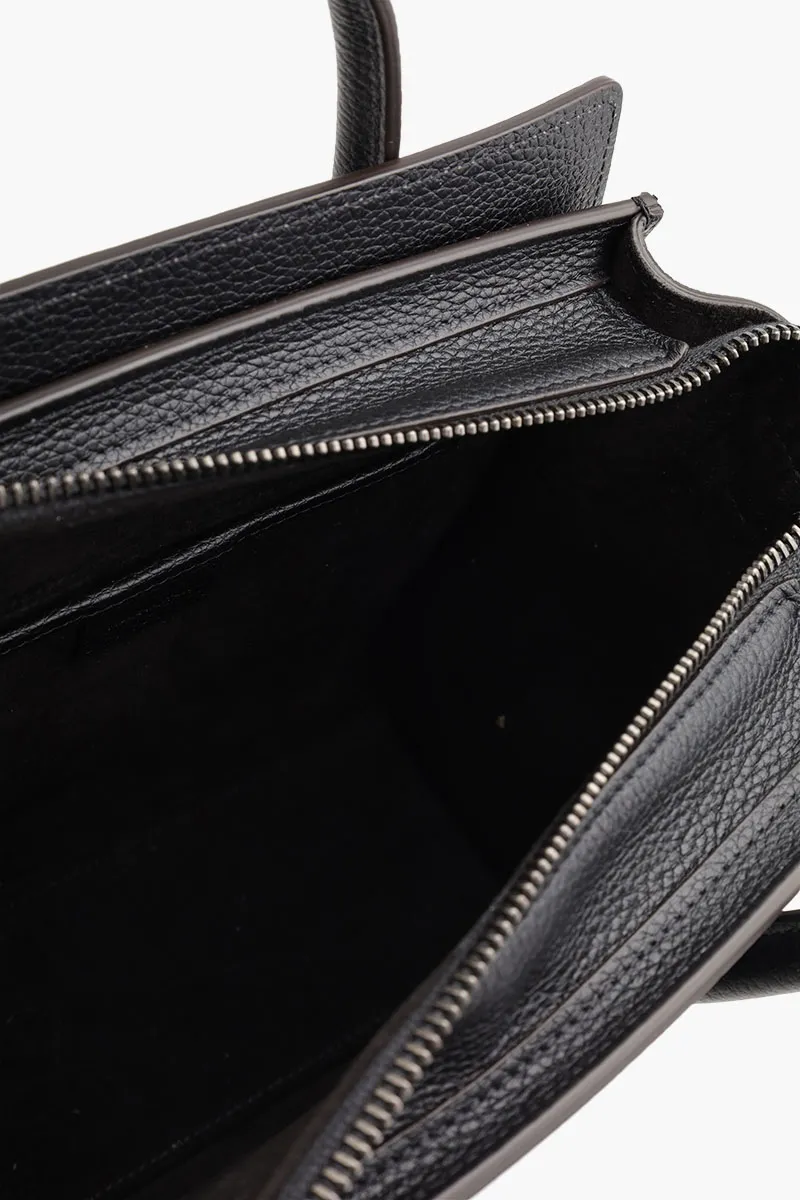 CELINE Nano Luggage Bag in Black Drummed Leather 3