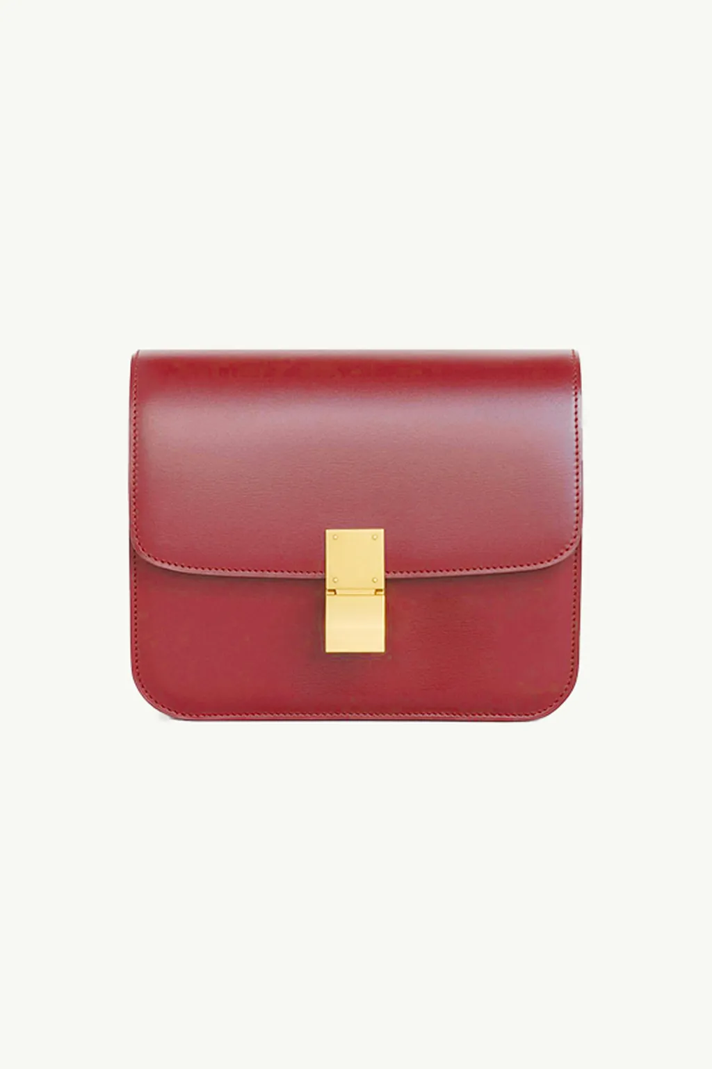 CELINE Teen Classic Box Shoulder Bag in Burgundy GHW 0