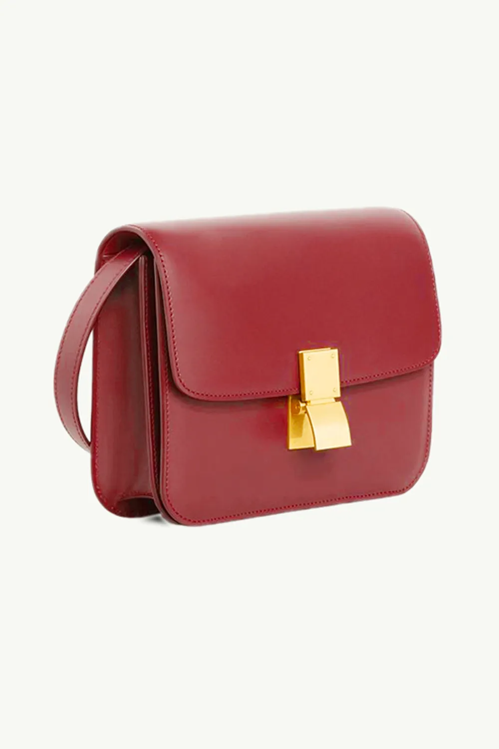CELINE Teen Classic Box Shoulder Bag in Burgundy GHW 2