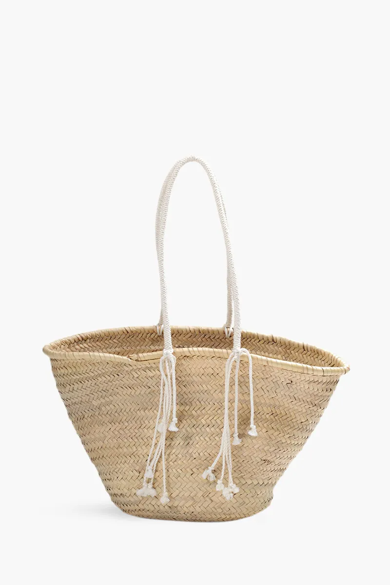 CELINE Large Basket Bag in Natural Raffia with Carlos Valencia 'UH HUH' Embroidery 1