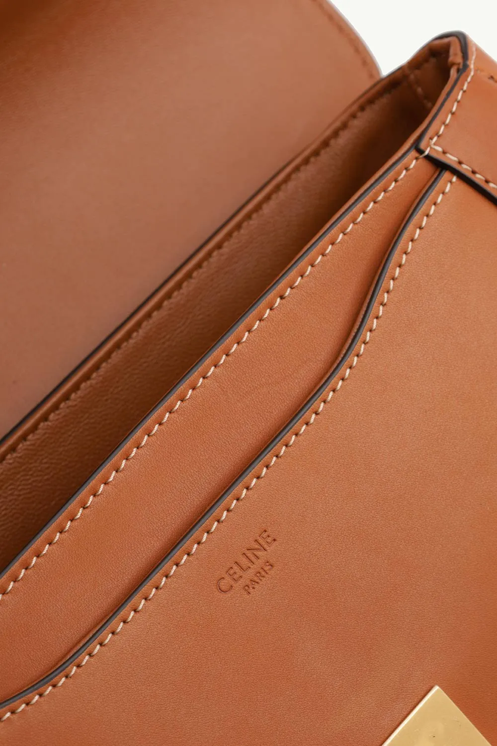CELINE Medium Besace 16 Shoulder Bag in Tan Smooth 4
