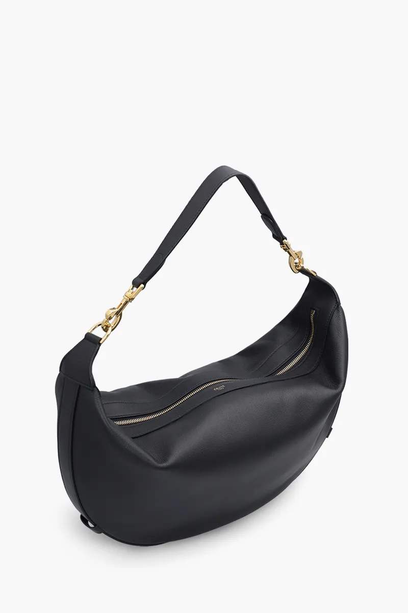 CELINE Medium Leandre Shoulder Bag in Black Supple Calfskin 2