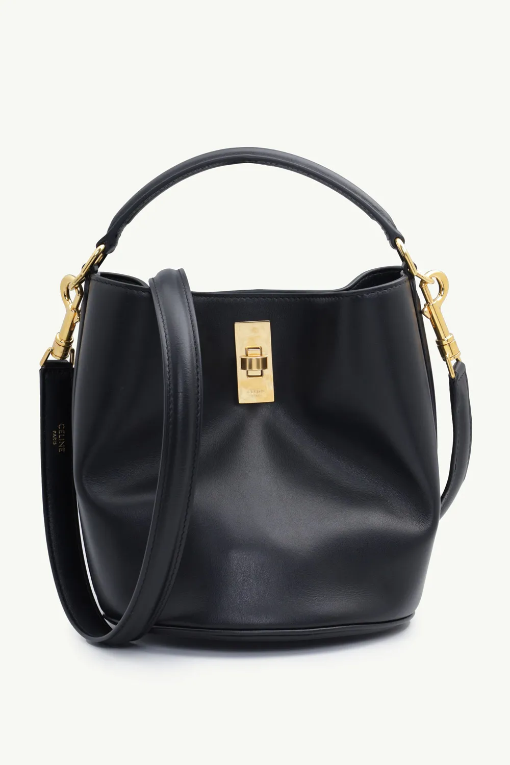 CELINE Teen Bucket 16 in Black Smooth Calfskin with Shoulder Strap 0