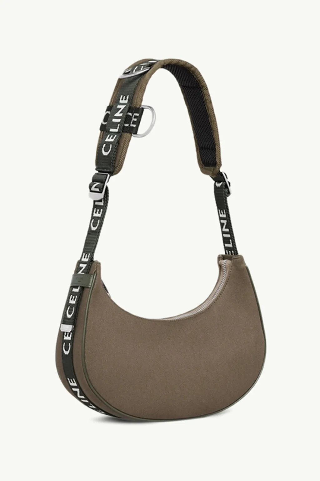 CELINE Medium Trekking Ava Shoulder Bag in Khaki Cotton Gabardine 2