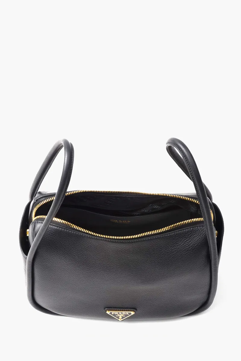 PRADA Darling Handbag in Black Leather with Removable Shoulder Strap 4
