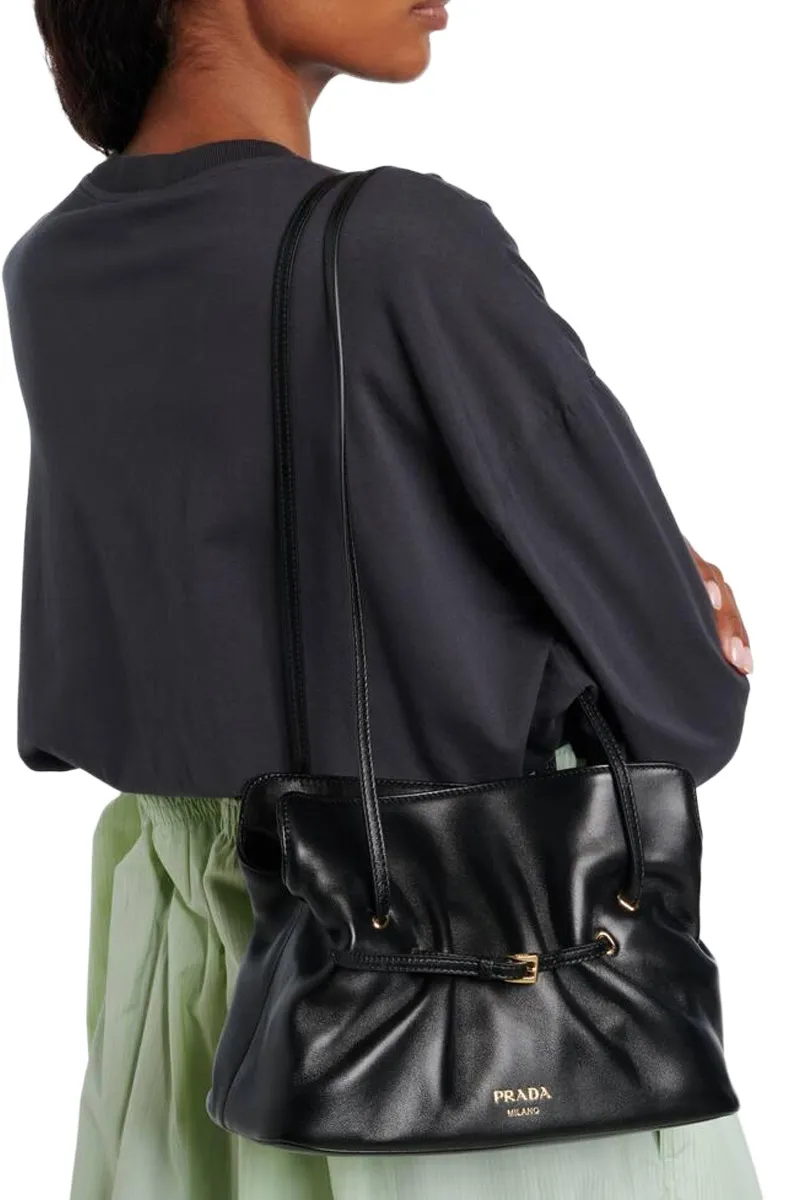 PRADA Small Dada Shoulder Bag in Black Nappa Leather 4