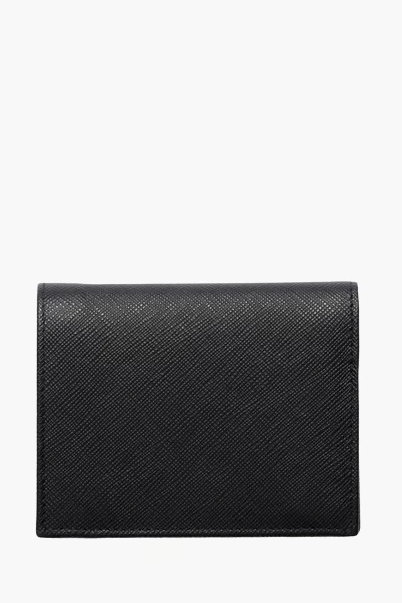 PRADA Small Triangle Logo Flap Wallet in Black Saffiano Leather 2
