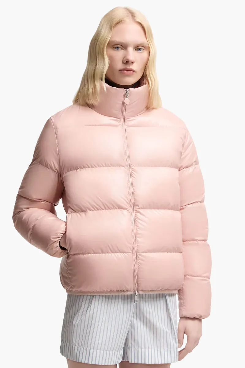 MONCLER Abbadia Short Down Jacket in Pink Nylon 1