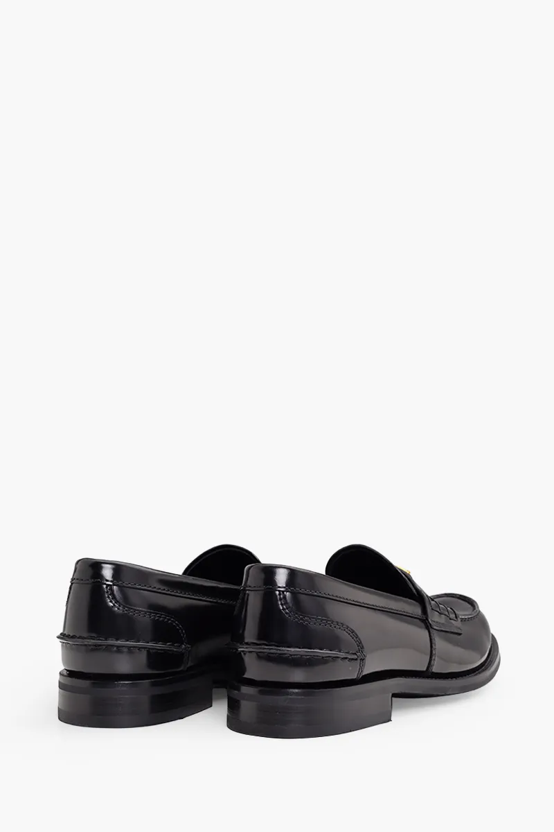PRADA Men Moccasins Loafers in Black Leather with Enamelled Metal Triangle Logo 2