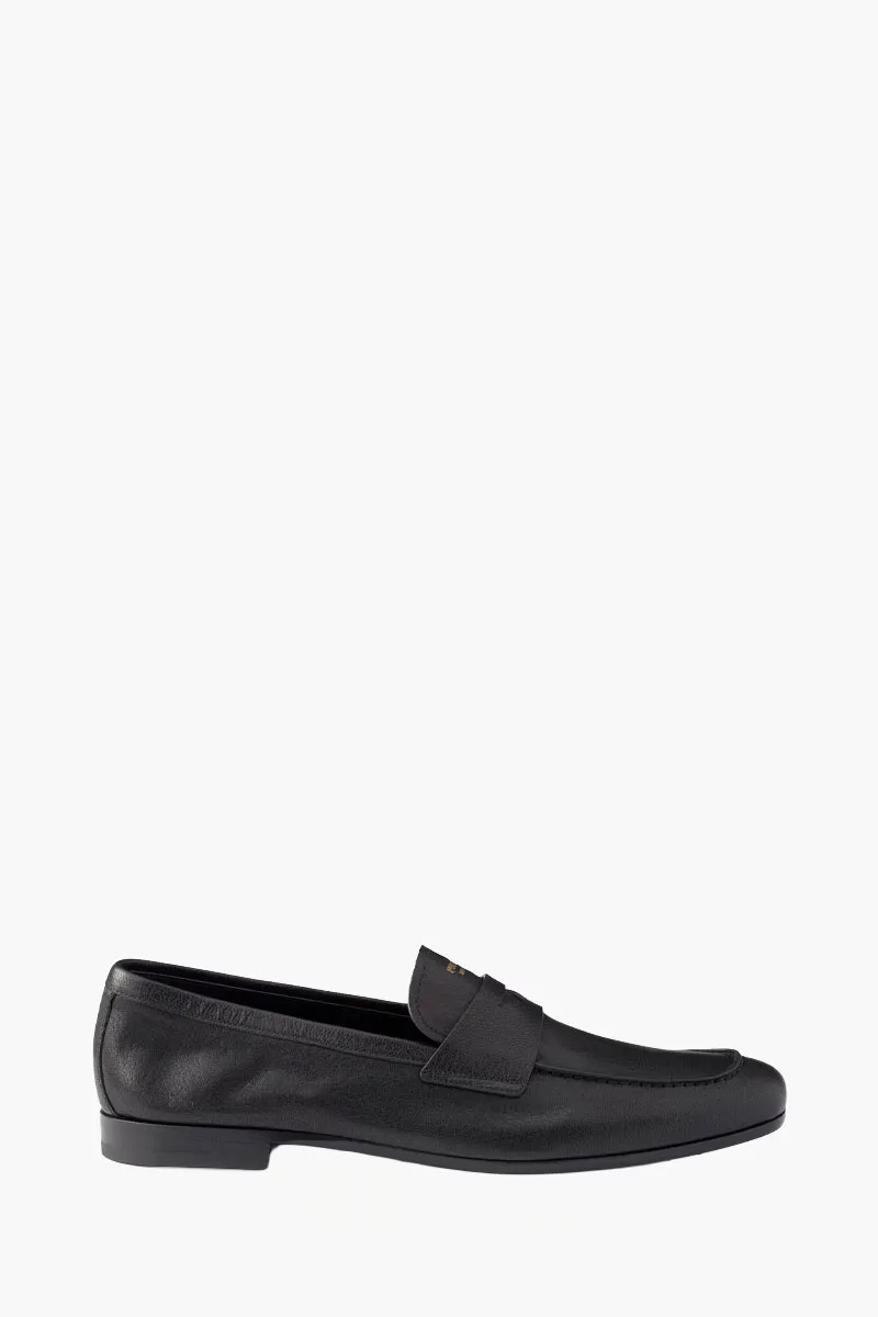 PRADA Men Logo On The Tongue Loafers in Black Leather 0