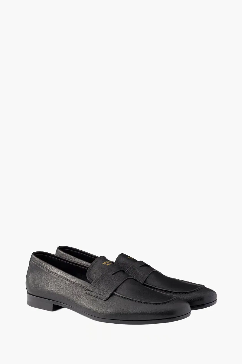 PRADA Men Logo On The Tongue Loafers in Black Leather 2