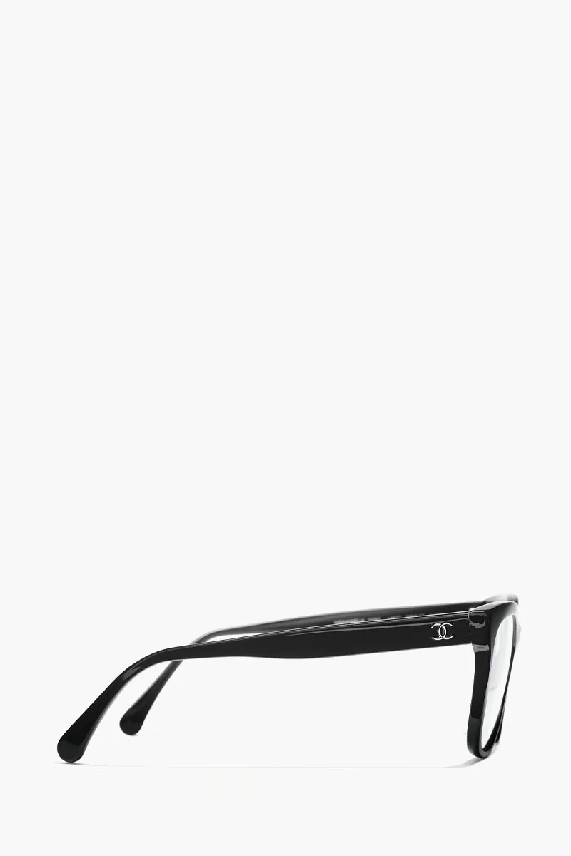 CHANEL Large Encircled Sunglasses in Black/Transparent Acetate 1