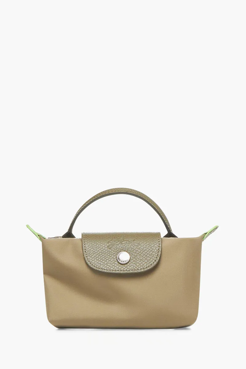 LONGCHAMP Le Pliage Green Top Handle Pouch in Artichoke 0