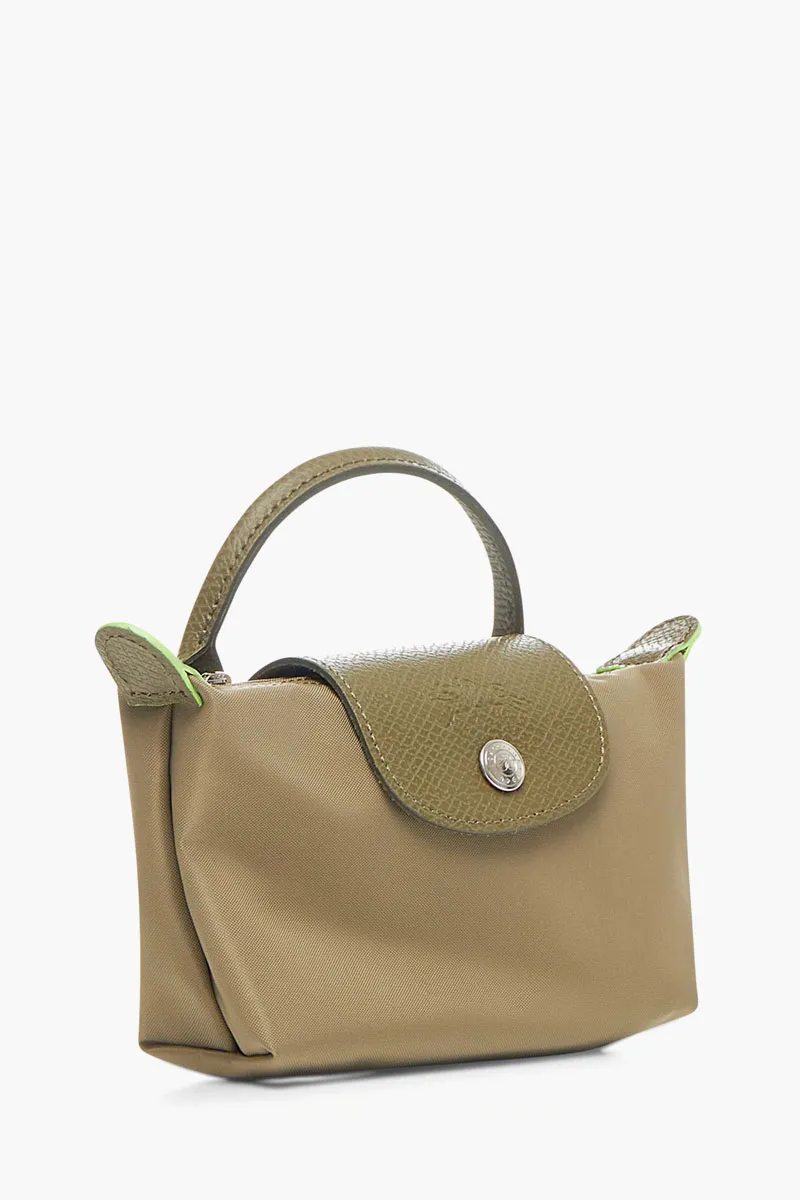LONGCHAMP Le Pliage Green Top Handle Pouch in Artichoke 1