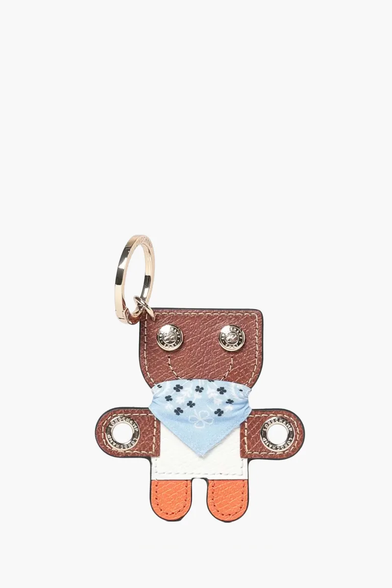 LONGCHAMP Épure Minimalist Keychain in Orange Cowhide Leather 0