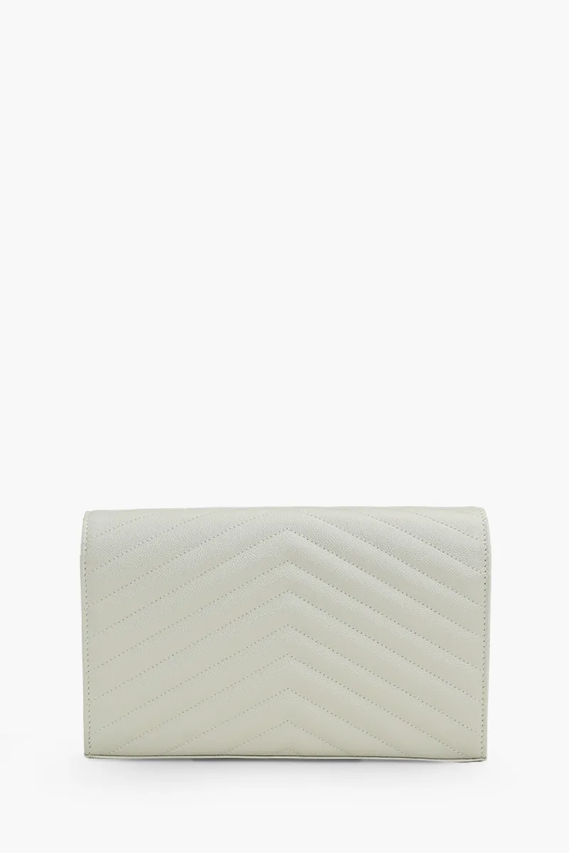 SAINT LAURENT Wallet on Chain 22.5cm in Crema Soft Caviar Leather GHW 1