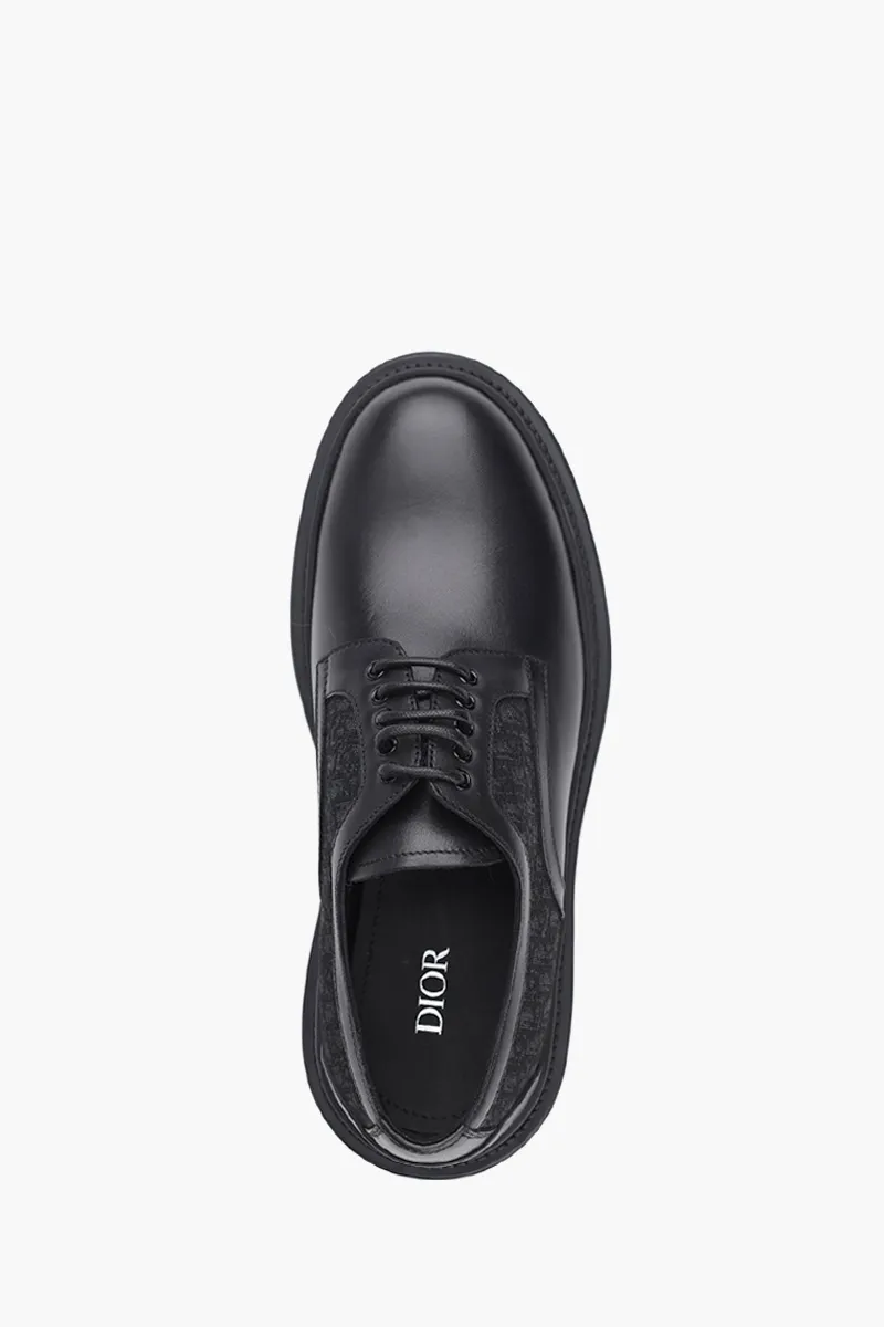 CHRISTIAN DIOR Explorer Oblique Derby Shoes in Black Smooth Calfskin x Jacquard 3