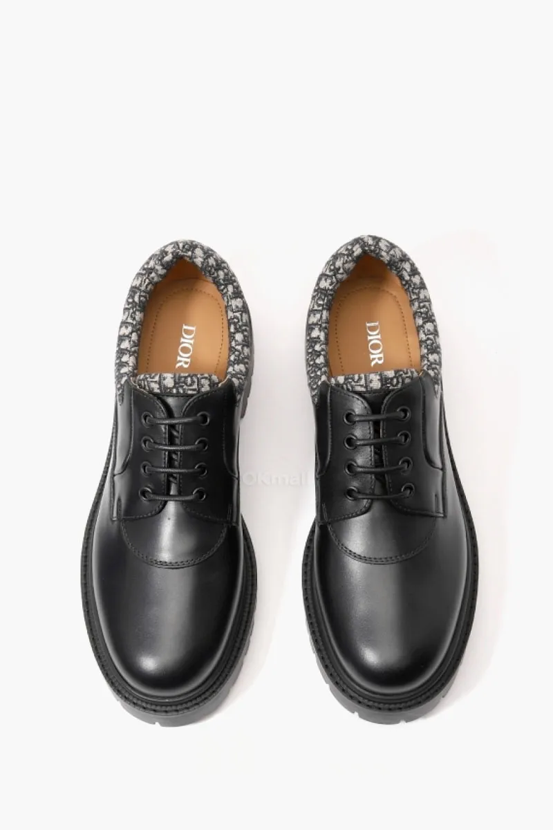 CHRISTIAN DIOR Dior Explorer III Derby Shoe in Black/Beige Smooth Calfskin with DIor Oblique Jacquard 3