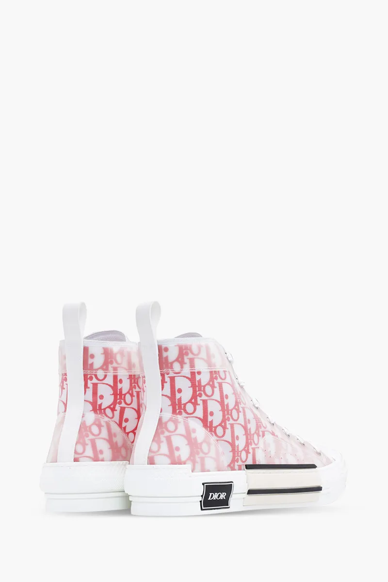 CHRISTIAN DIOR B23 Oblique High Top Sneakers in White/Red 2