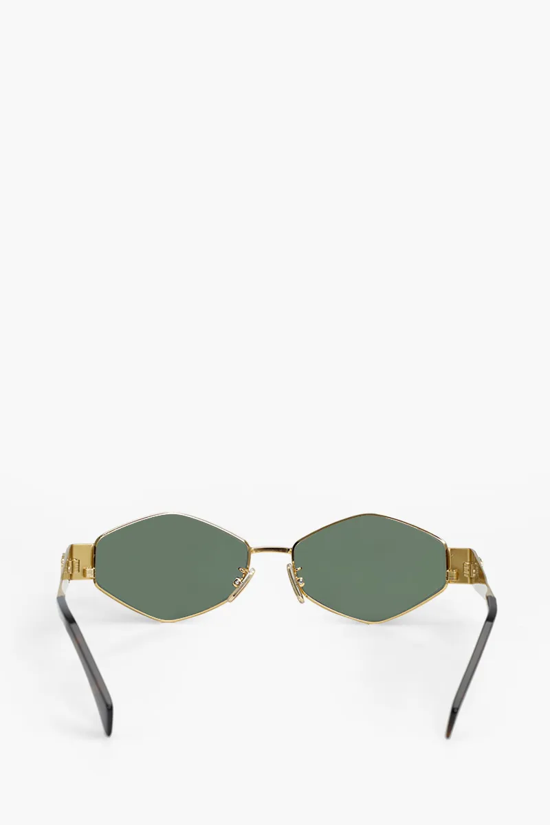CELINE Geometric Triomphe Metal 02 Sunglasses in Gold/Green 1