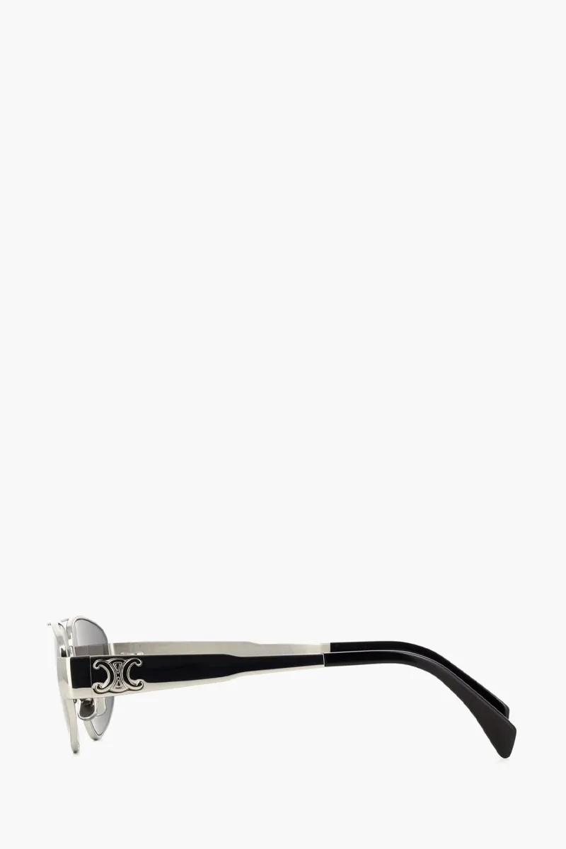 CELINE Metal Triomphe Sunglasses in Shiny Palladium/Smoke Metal 1