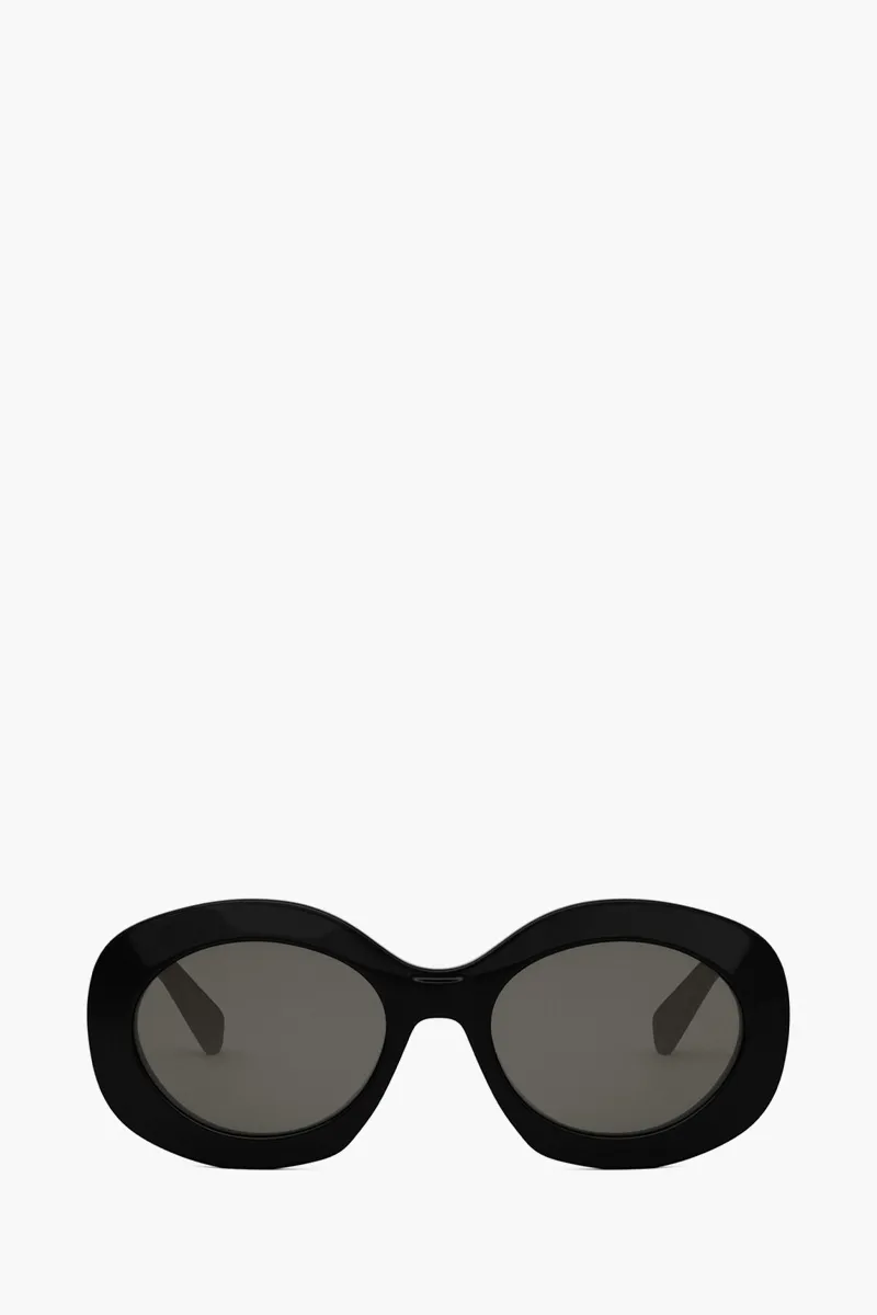CELINE Triomphe Round Sunglasses in Black/Grey Acetate 0