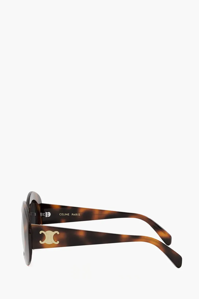 CELINE Triomphe Round Sunglasses in Havana/Grey Acetate 1