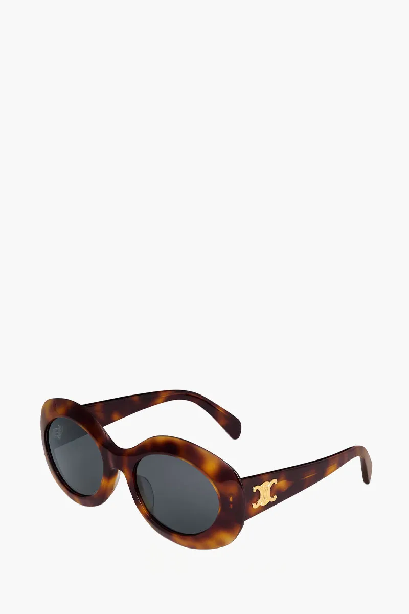 CELINE Triomphe Round Sunglasses in Havana/Grey Acetate 2