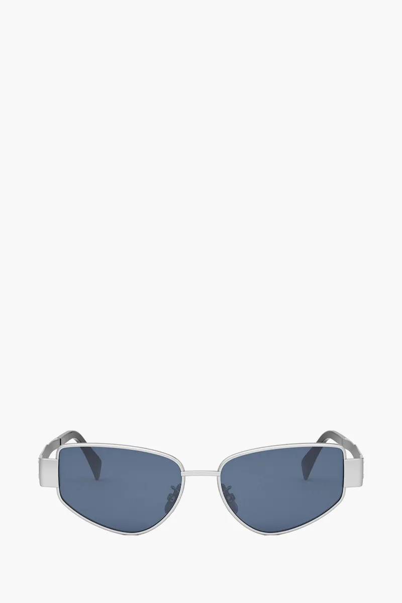 CELINE Triomphe Metal Square Sunglasses Silver/Blue/Gold 0