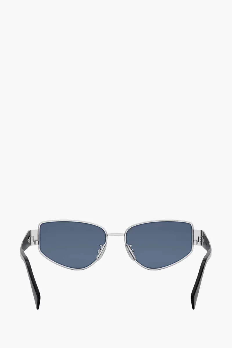 CELINE Triomphe Metal Square Sunglasses Silver/Blue/Gold 2