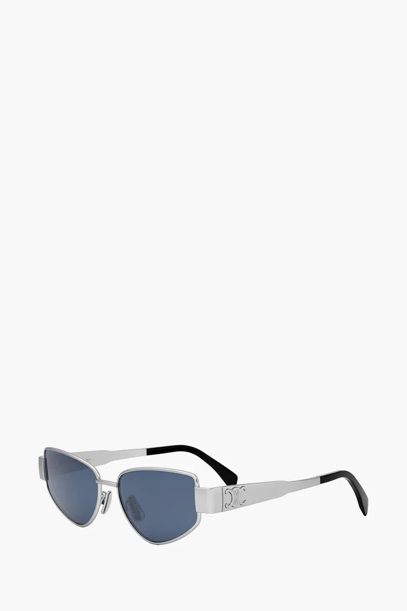 CELINE Triomphe Metal Square Sunglasses Silver/Blue/Gold 3