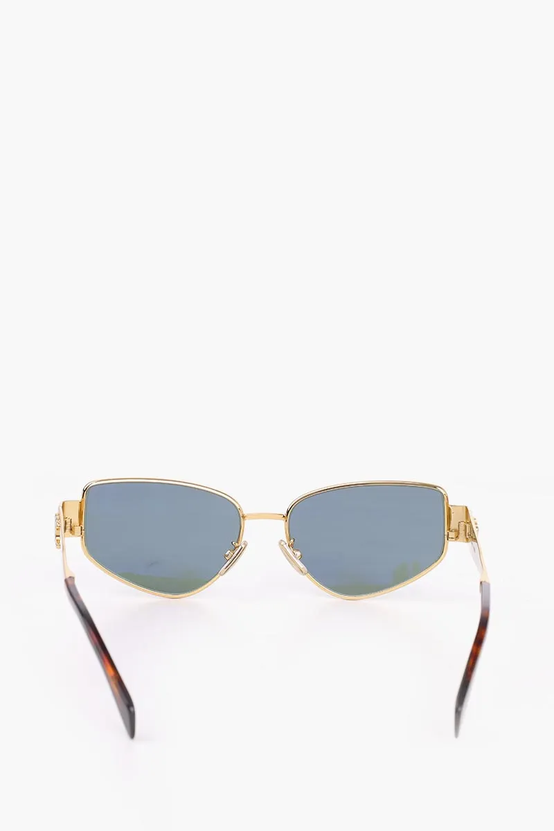 CELINE Triomphe Metal Square Sunglasses Gold/Brown Havanah/Grey/Green 1