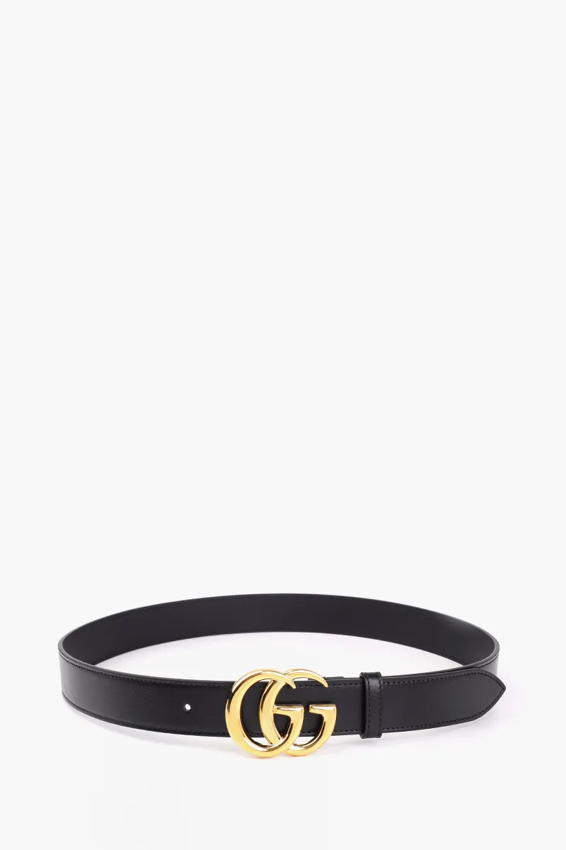 GUCCI GG Marmont Belt 3cm in Black  GHW with Shiny Buckle  0