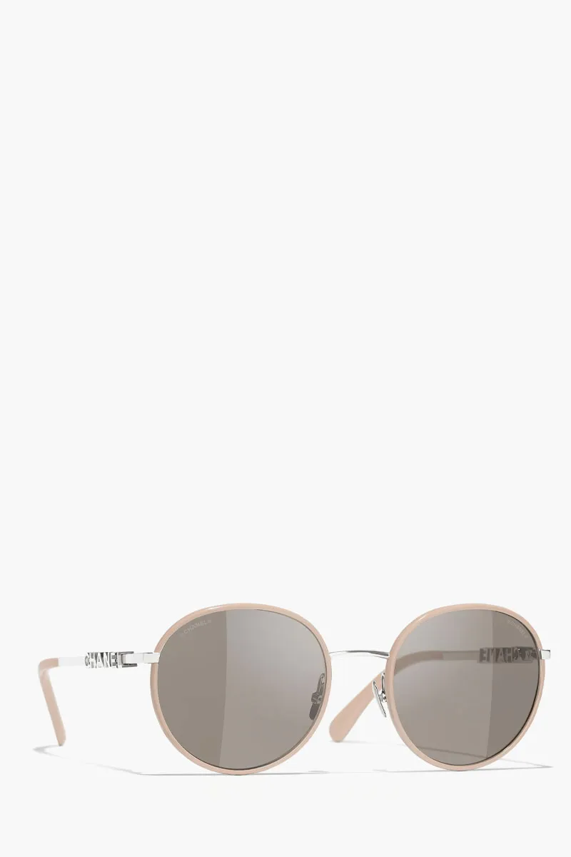 CHANEL Pantos Sunglasses in Brown/Silver Metal with Chhanel Logo 2