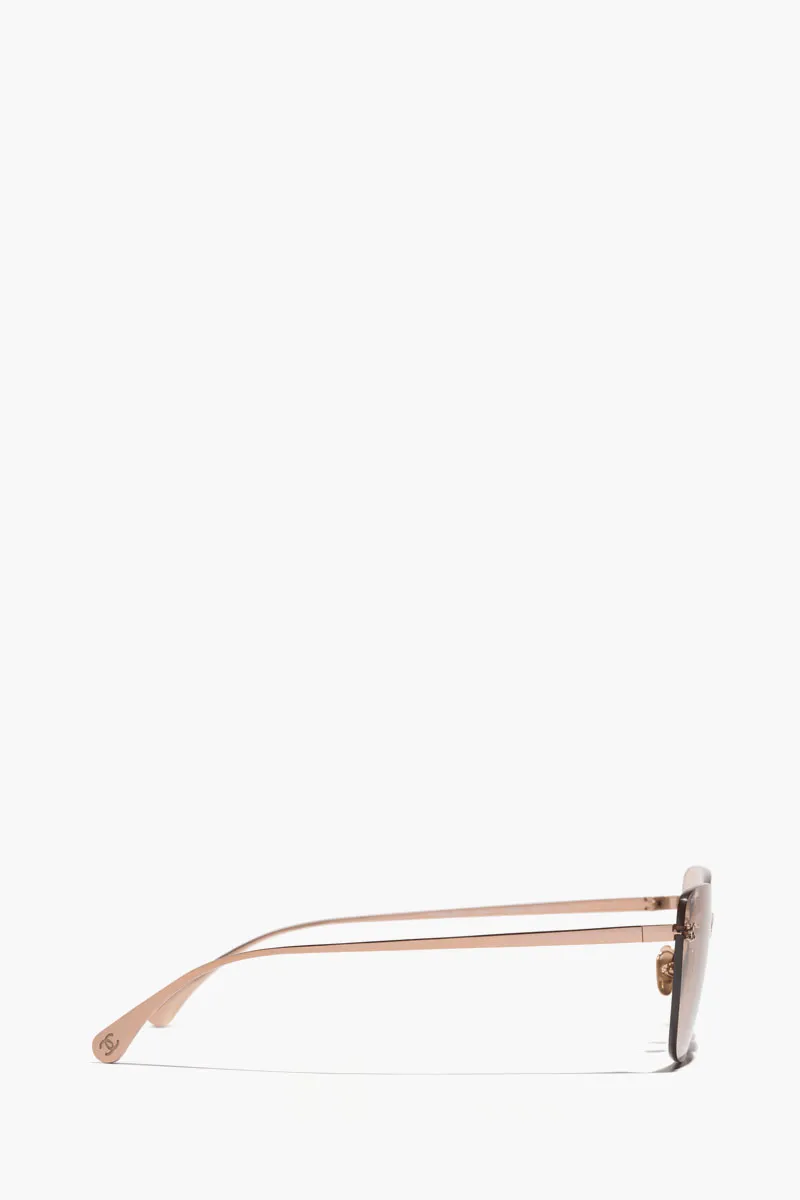 CHANEL Cat Eye Titanium Sunglasses in Beige/Pink/Gold with Logo 1