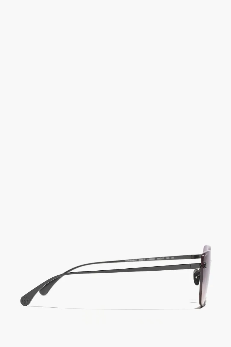 CHANEL Cat Eye Titanium Sunglasses in Black/Violet with Logo 1