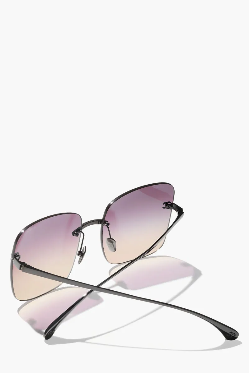 CHANEL Square Sunglasses in Titanium/Black 3