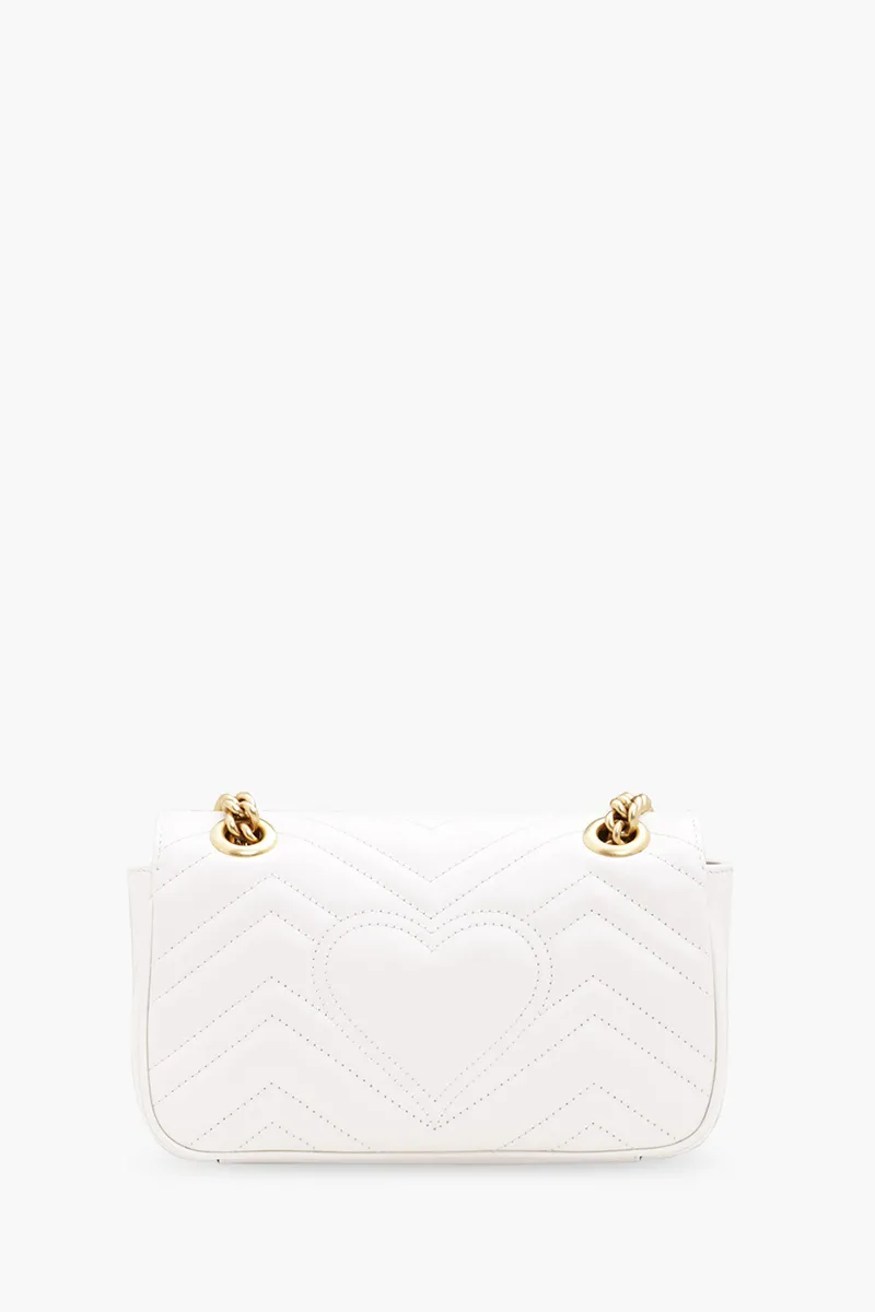 GUCCI Mini GG Marmont Flap Shoulder Bag in White GHW 1
