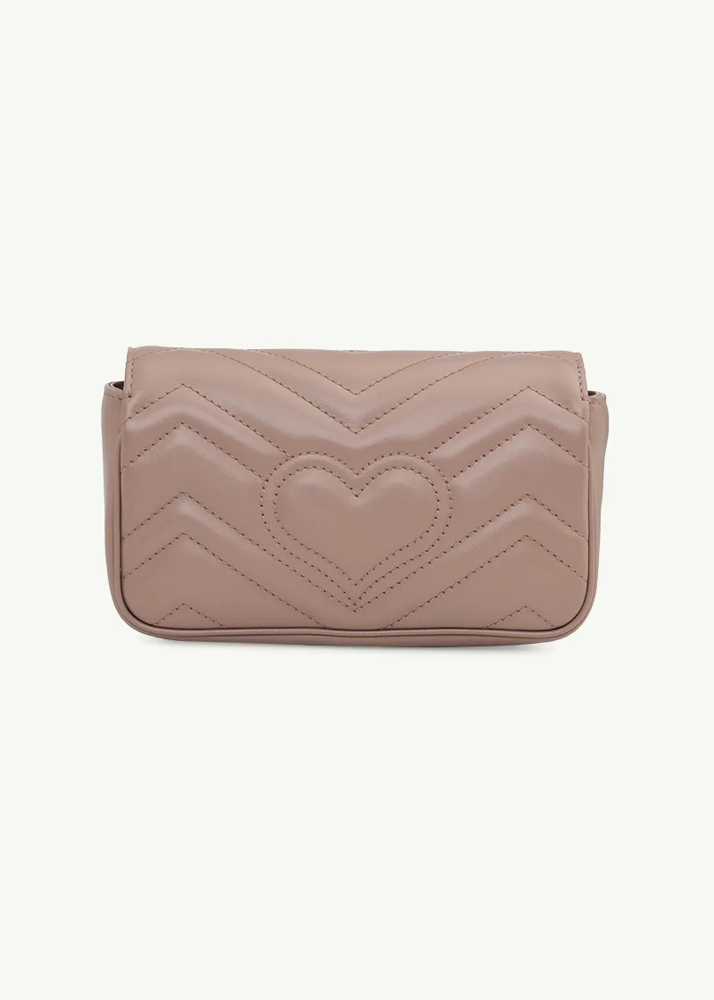GUCCI Super Mini GG Marmont Shoulder Bag in Nude GHW 1