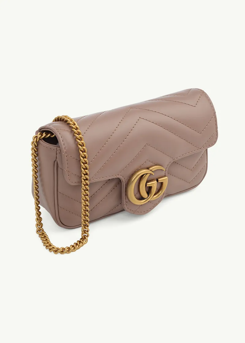 GUCCI Super Mini GG Marmont Shoulder Bag in Nude GHW 2