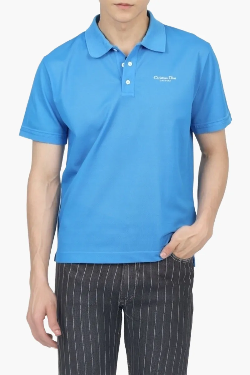 CHRISTIAN DIOR Couture Regular Fit Polo Shirt in Fluorescent Blue Technical Pique 2