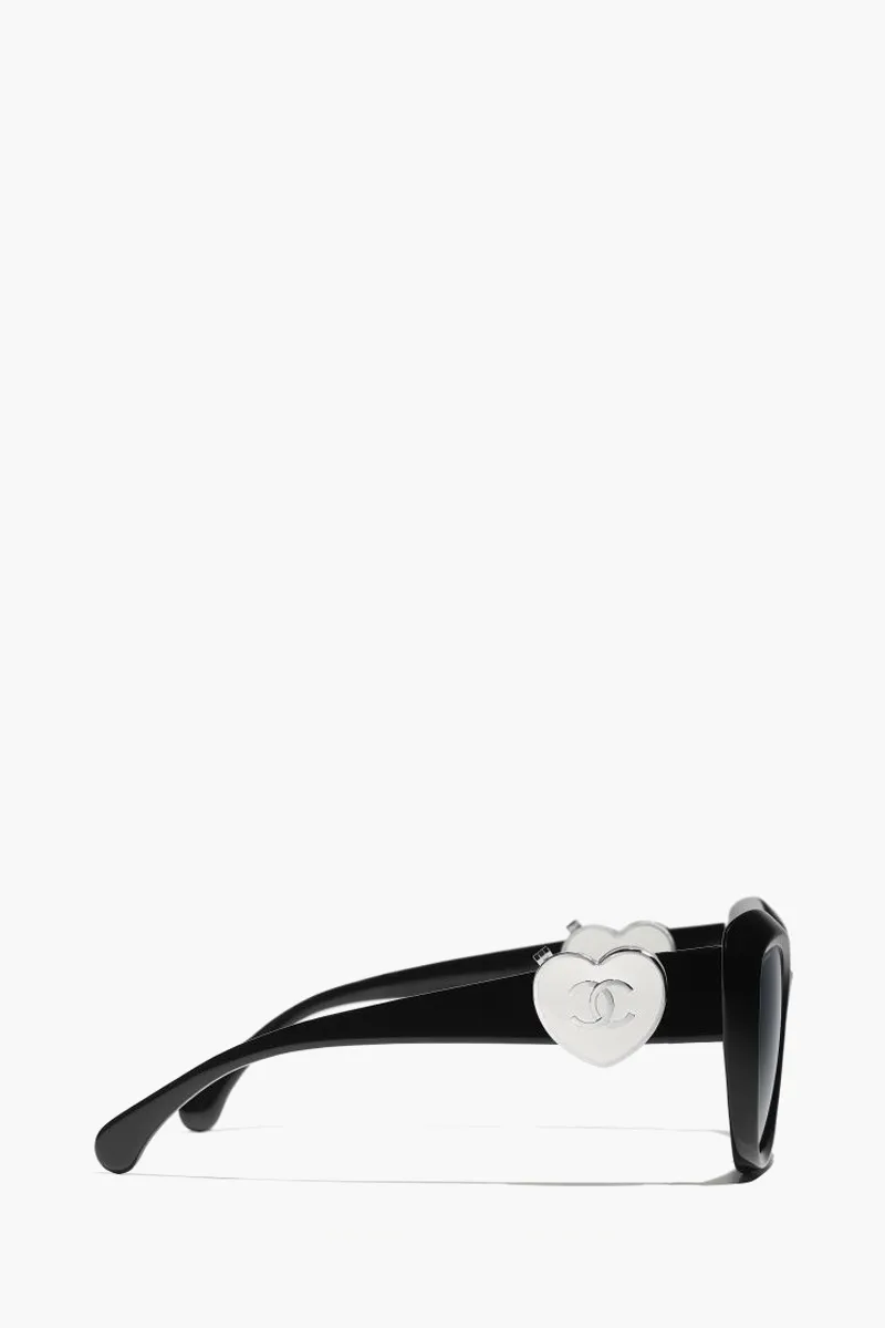 CHANEL Charming Hearts Butterfly Sunglasses in Black/Grey Acetate 1