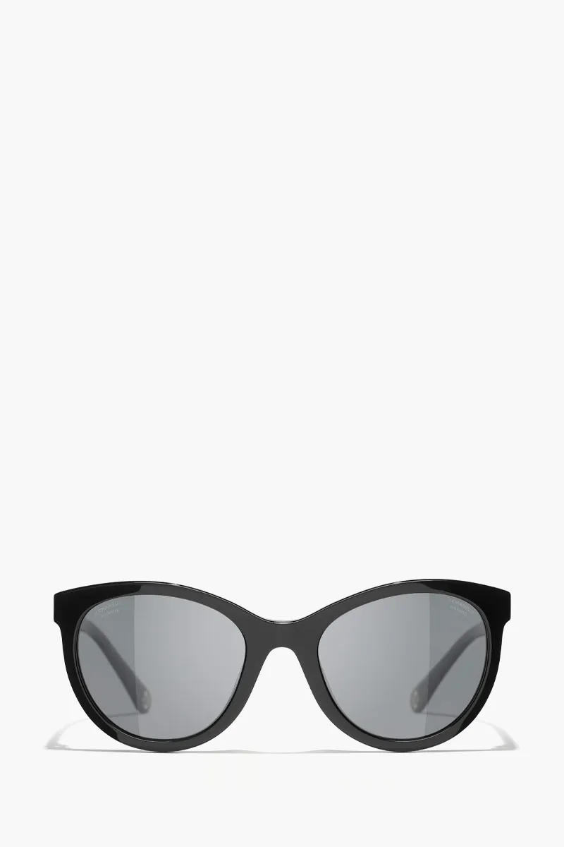 CHANEL Pantos Sunglasses in Black/Dark Grey/Polarized Acetate 0