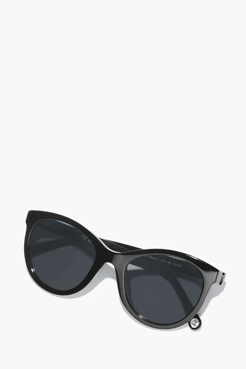 CHANEL Pantos Sunglasses in Black/Dark Grey/Polarized Acetate 3