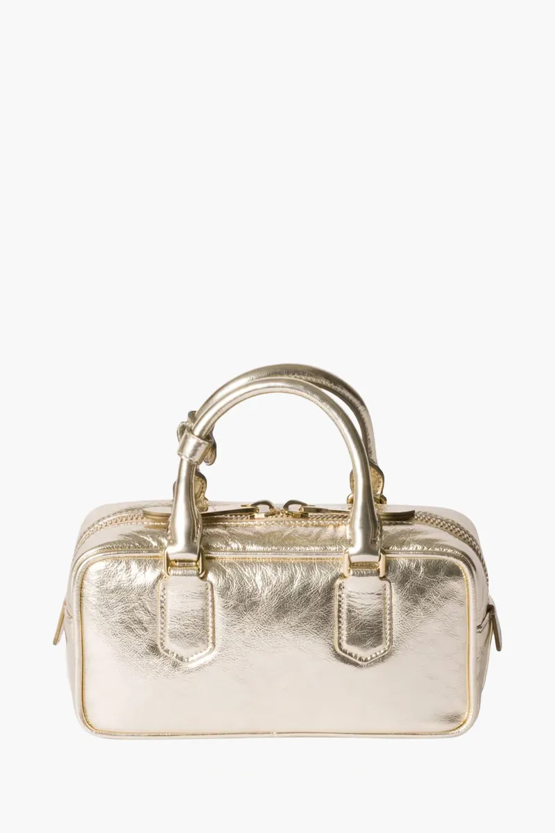 MIU MIU Arcadie Top Handle Shoulder Bag in Gold Laminated Nappa 2