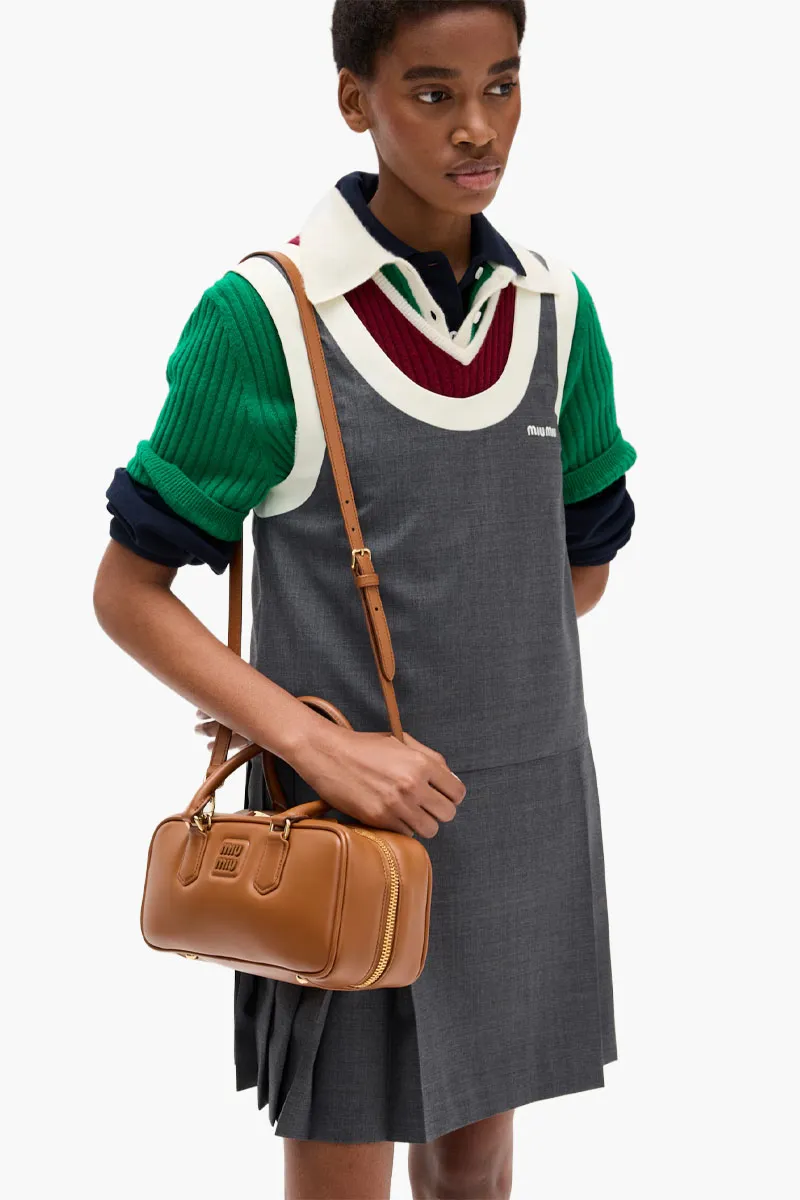 MIU MIU Large Arcadie Top-Handle Bag in Cognac Leather 2