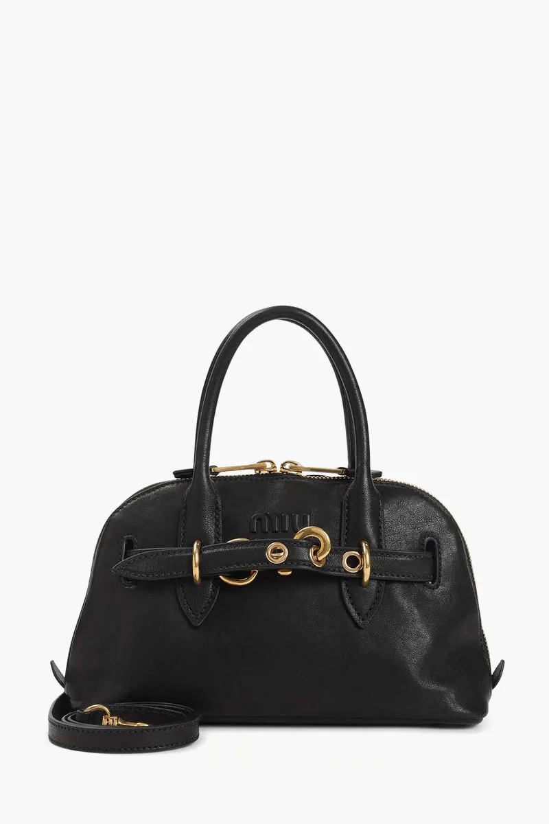 MIU MIU Small Aventure Top Handle Bag in Black Nappa Leather 0